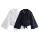 thumbnail image 1 of ASDS-camisa de popelina de doble botonadura para mujer, camisa informal con cuello tipo Polo y lazo, edición corta, otoño e invierno, 2024, 1 of 4