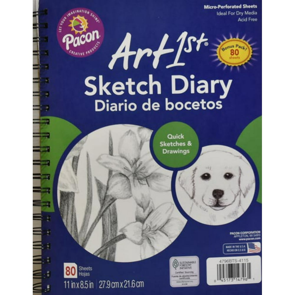 Art1st Sketch Diary Art Notebook, 8.5" x 11" Bound Sketchbook, 70 Sheets