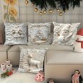 thumbnail image 4 of Vintage Christmas Throw Pillow Covers Set of 4, 3D Xmas Tree Santa Deer Snowman Cushion Cover, Christmas Themed Printed Pillowcase for Sofa Bed Couch Home Decor (19.69" x 19.69"), 4 of 10