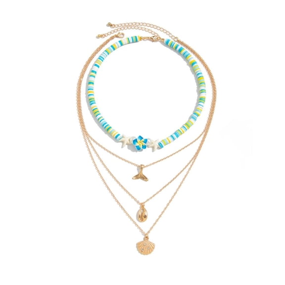 Giaone Soft Pottery Beads Handmade Shell Necklace for Women Unique Handmade Jewelry