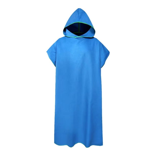 Poncho de microfibra para surf, bata de playa, toalla de playa, regalo, toalla de natación, cambiador Azul