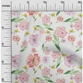 thumbnail image 1 of oneOone Silk Tabby White Fabric Flower & Leaves Watercolor Quilting Supplies Print Sewing Fabric By The Yard 42 Inch Wide, 1 of 4