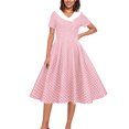 thumbnail image 3 of Dvprdro Robe de Bal pour Invité de Mariage Femme Mode Vintage à Pois Manches Courtes Ligne A Évasée Cocktail Midi, 3 of 5