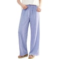 thumbnail image 2 of hoksml Women's High Waist Striped Palazzo Pants, Casual Drawstring Wide Leg Trousers with Pockets for Summer, 2 of 6