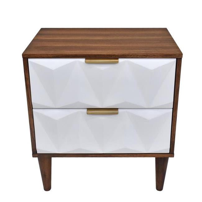 Two Drawer Nightstand, Modern Console Table With Drawers Solid Wood Metallica