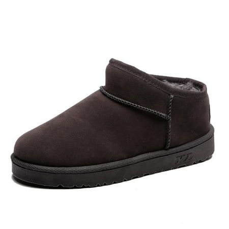 

Lazy snow boots Women s suede frosted boots Thickened plush low-top short boots with loafers