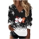 thumbnail image 1 of Blusa navideña de manga larga con cuello en V y estampado de copos de nieve informal a la moda para mujer Fridja  FKASFK4243, 1 of 5
