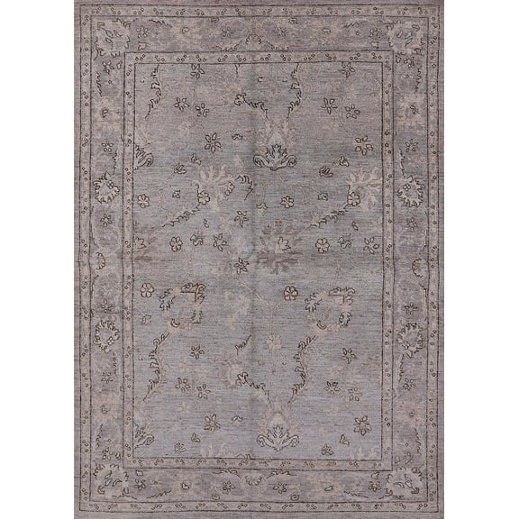 Ahgly Company Machine Washable Indoor Rectangle Industrial Modern Mauve Taupe Purple Area Rugs, 5' x 7'
