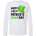 thumbnail image 3 of Inktastic Happy St. Patrick's Day Green Hat and Clovers Long Sleeve T-Shirt, 3 of 5