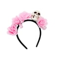 thumbnail image 2 of Dia de Los Muertos Headpiece, Dia de Los Muertos Decor, Floral Party Decor, Halloween Party Decorations, Lightweight 8 Inch Pink Flower Skull Headband for All Day Wear at Themed, 2 of 4