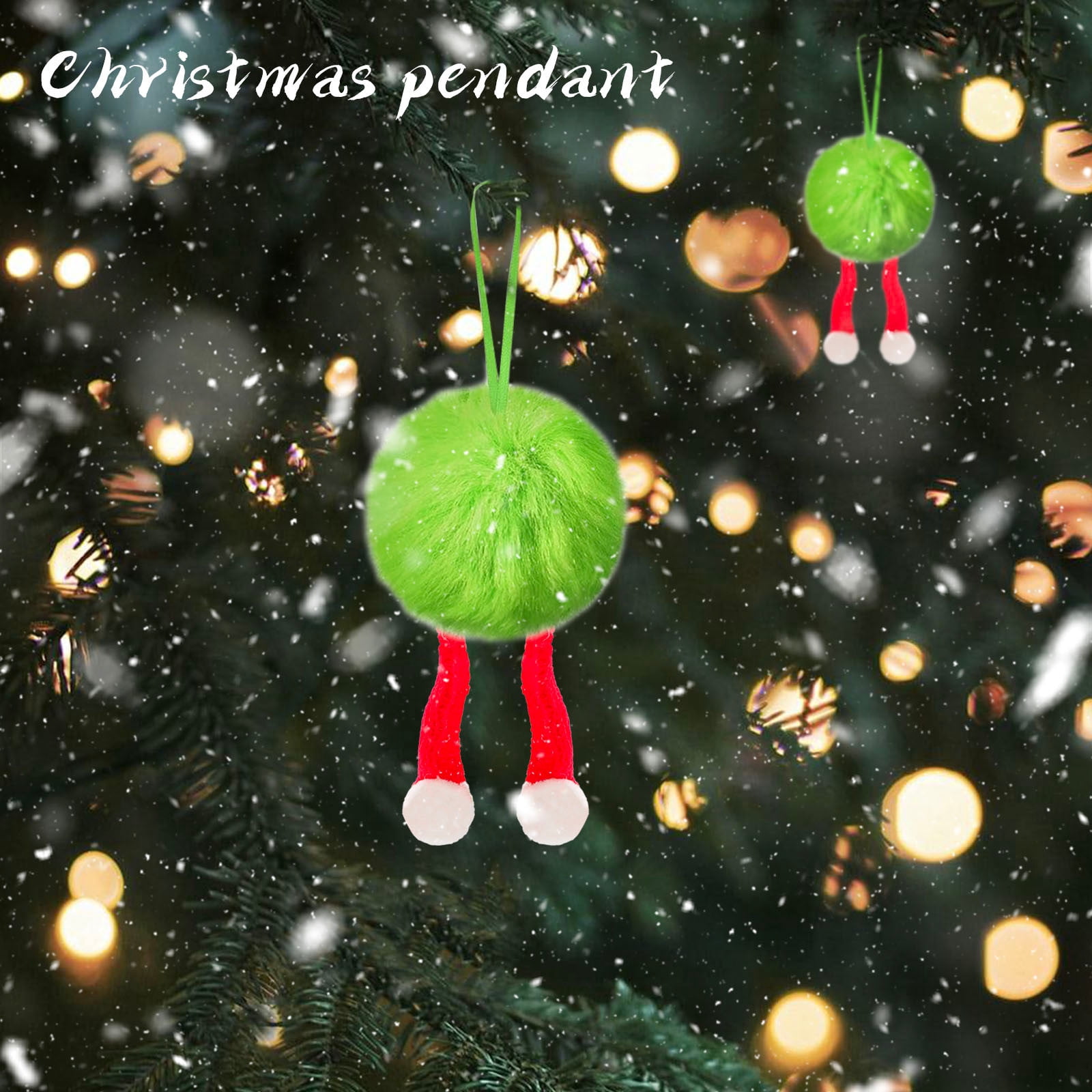 24 Pcs Christmas Ornaments 2 Inch Pom Pom Ball Hanging Decoration Fuzzy Fluffy Christmas Ornaments for Xmas Tree Home DIY Craft Party Decor