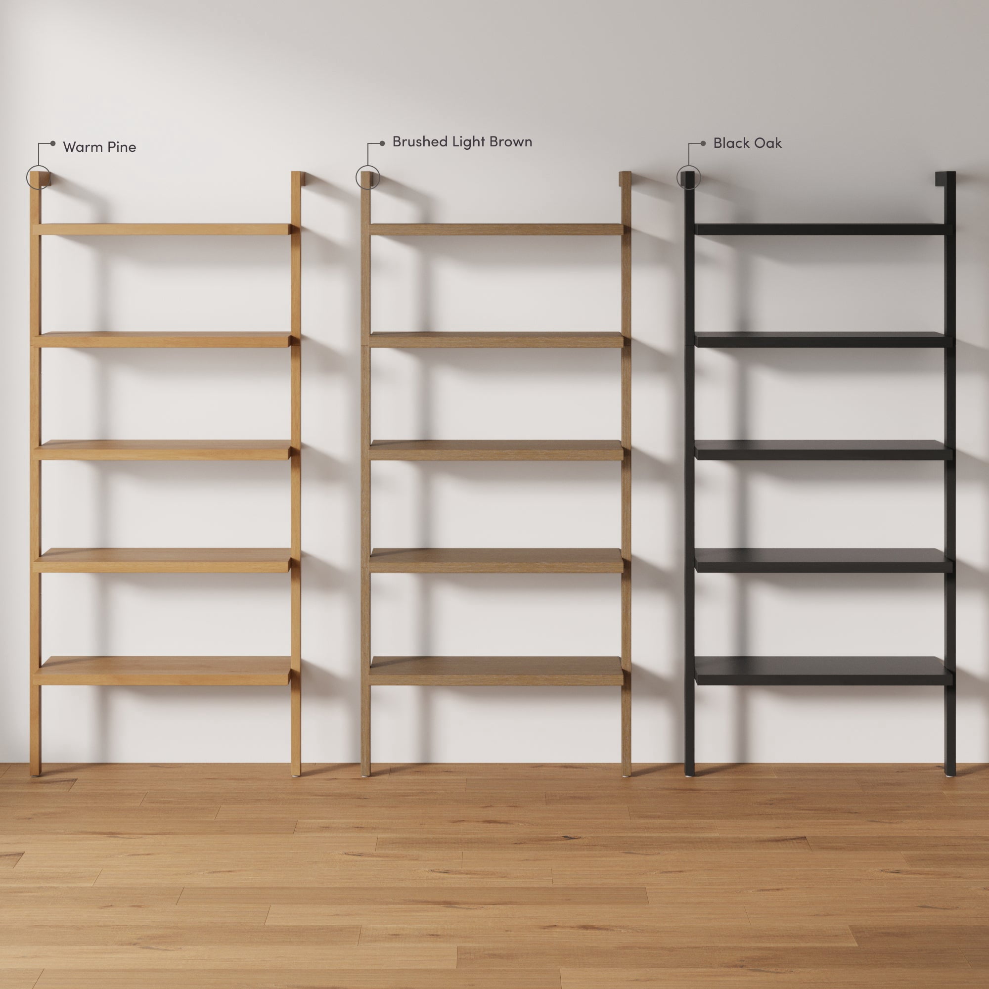 Nathan James Beacon Bohemian 5 Tier Bookshelf, Wall Mounted Bookcase, Solid Wood Bookshelf in Black Oak