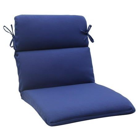 40.5" Traditional Navy Blue Outdoor Patio Rounded Chair Cushion with Ties
