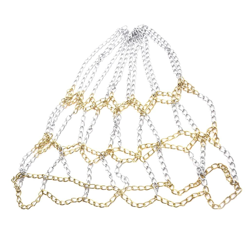 DimyFew 12-Loop Basketball Net Basketball Chain Net Zinc Plated Steel Indoor Outdoor Rim Aureate and Argent