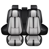 Leather Seat Covers for Honda Most 98% Cars SUVs,Premium Car Seat Covers Full Set,Waterproof Car Seat Protectors with Airbag,Comfort Interior Cover Seats for Cars(Black+Grey)