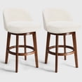 thumbnail image 3 of HomeMiYN Modern Swivel Counter Stool with Round Base Beige Boucle Fabric Upholstered Barstool Set of 2 with Solid Wood Legs, 3 of 6