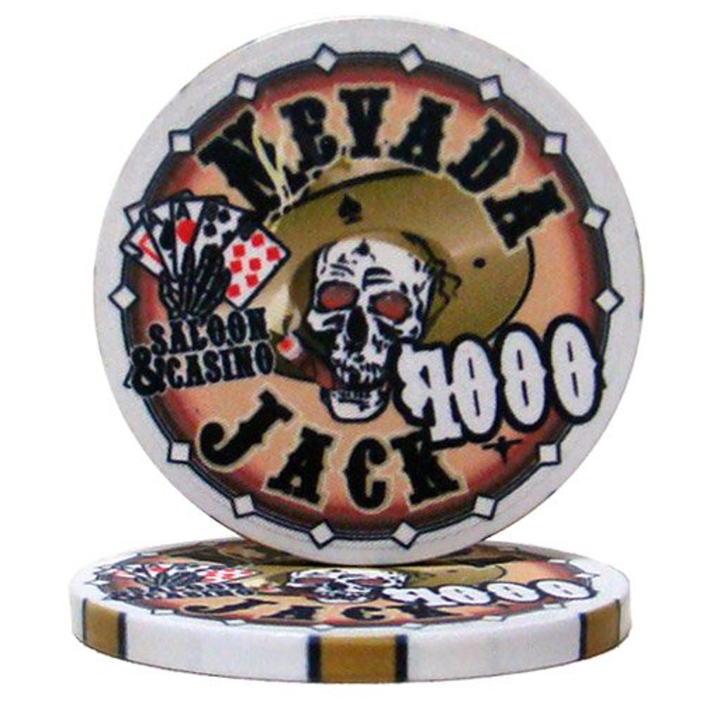 Nevada Jack 10g Ceramic Poker Chips, 1,000 CasinoGrade Ceramic, 50