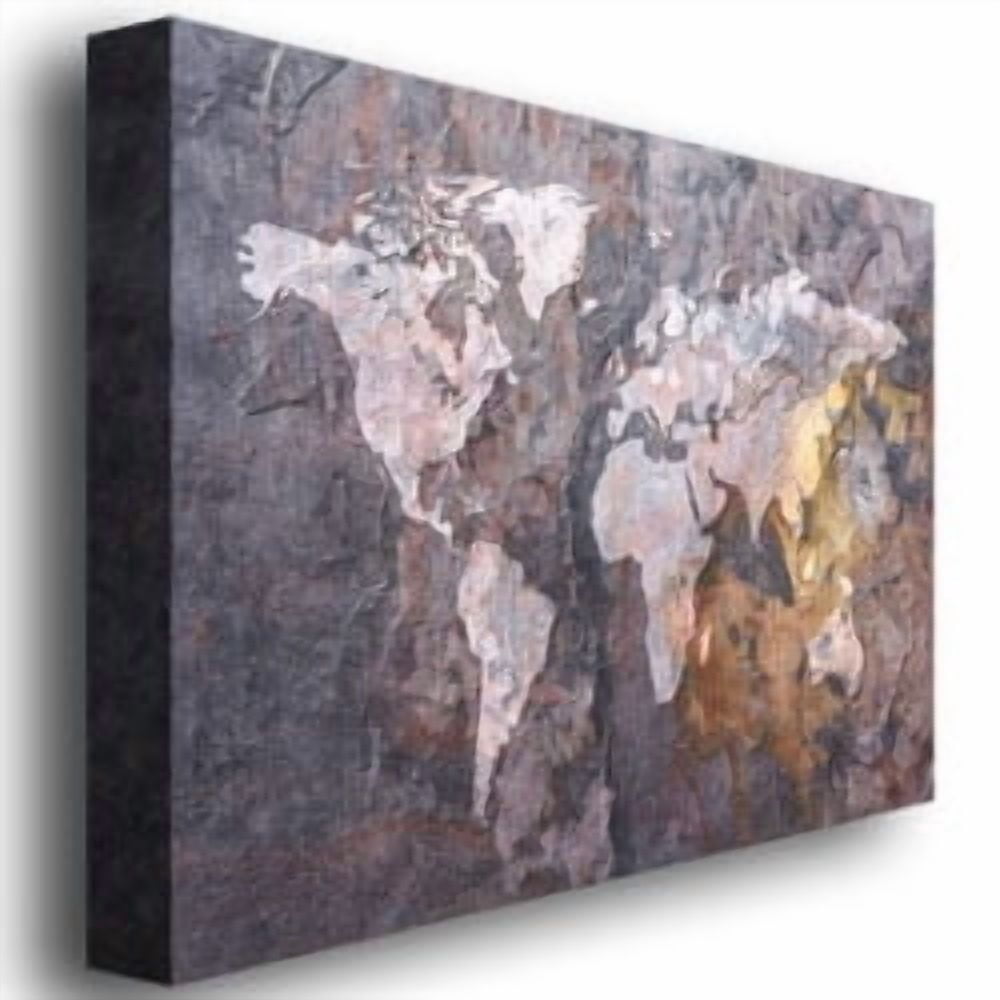 Trademark Art "World Map - Rock" Canvas Wall Art by Michael Tompsett