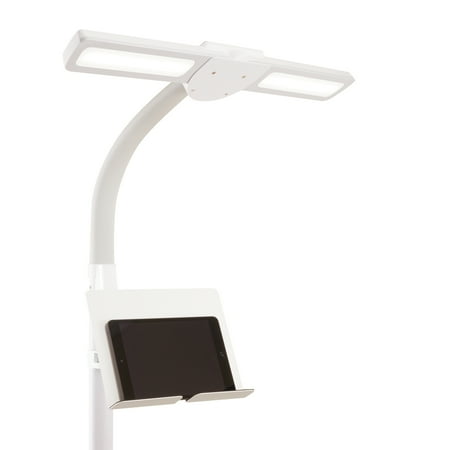 OttLite - Dual Shade LED Floor Lamp with USB Charging Station - White
