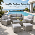 thumbnail image 5 of Patio Furniture Set on Sale, 4-Piece Outdoor Conversation Set with Thickened Cushions, Heavy-duty Iron Frame Sectional Sofa Set with Steel Coffee Table for Patio, Lawn, Garden, Balcony & Poolside, 5 of 9