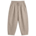 thumbnail image 4 of Siminsem Women Summer Crinkle Palazzo Pants High Waisted Wide Leg Linen Blend Trousers Loose Flowy Beach Vacation Outfits with Pockets Elastic Waist Drawstring Lounge Pant 2026, Khaki, 3XL, 4 of 4