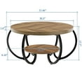 thumbnail image 2 of Juiluna Round Coffee Table 30" Center Table, 2-Tier Coffee Table Industrial Accent Tables with Adjustable Feet, Living Room Tables with Storage Shelf and Designed Wood Grain, Easy Assemble, 2 of 7