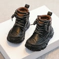 thumbnail image 2 of Dakaela Boys Hiking Snow Boots Little Kid High Top Dress Shoes Toddler Lace Up Non Slip Loafers Walking Ankle Work Booties Black, 2 of 7