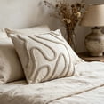 thumbnail image 4 of Throw Pillow Cover Minimalist Line Embroidered 17.71 Inch Cushion Case for Sofa Bed Living Room Bedroom Neutral Home Decor Modern Boho Farmhouse Pillow Cover Clean Layered Look Decorative Pillow Case, 4 of 6