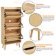 thumbnail image 2 of Zapatero estrecho de madera para entrada - 3 cajones abatibles de ratán - Diseño antivuelco - Organizador oculto para 18-20 pares de zapatos - Ideal para vestíbulo, recibidor o pasillo - Color madera, 2 of 8