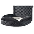thumbnail image 5 of Elizabeth Upholstered Velvet Round Storage King Size Bed in Black Color, 5 of 6