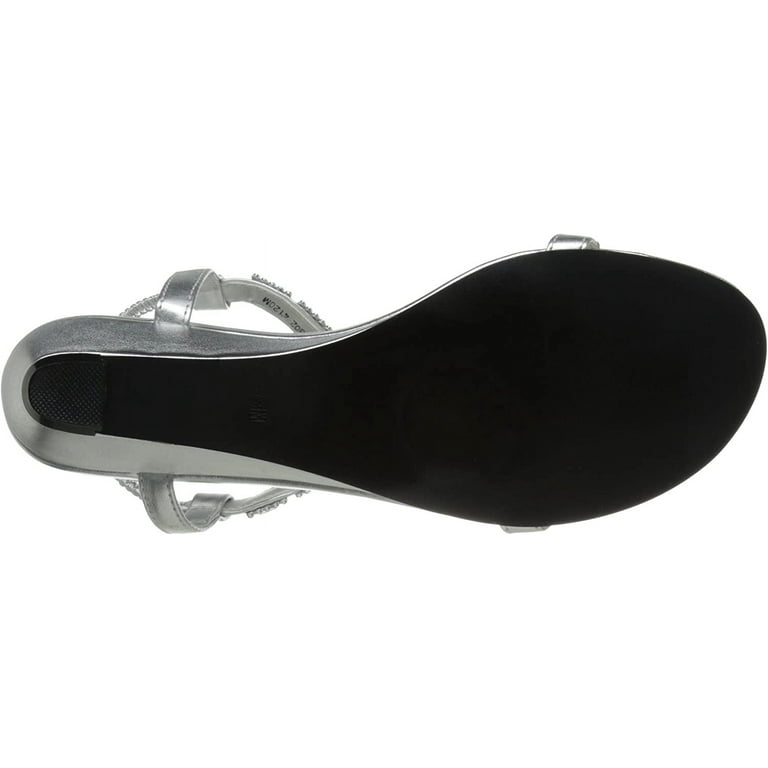 Touch Ups Womens Jazz Rhinestones Evening Wedge Sandals Silver 10