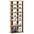 thumbnail image 1 of Gymax 7-Tier Double Rows Shoe Rack Vertical Wooden Shoe Storage Organizer Patented, 1 of 10