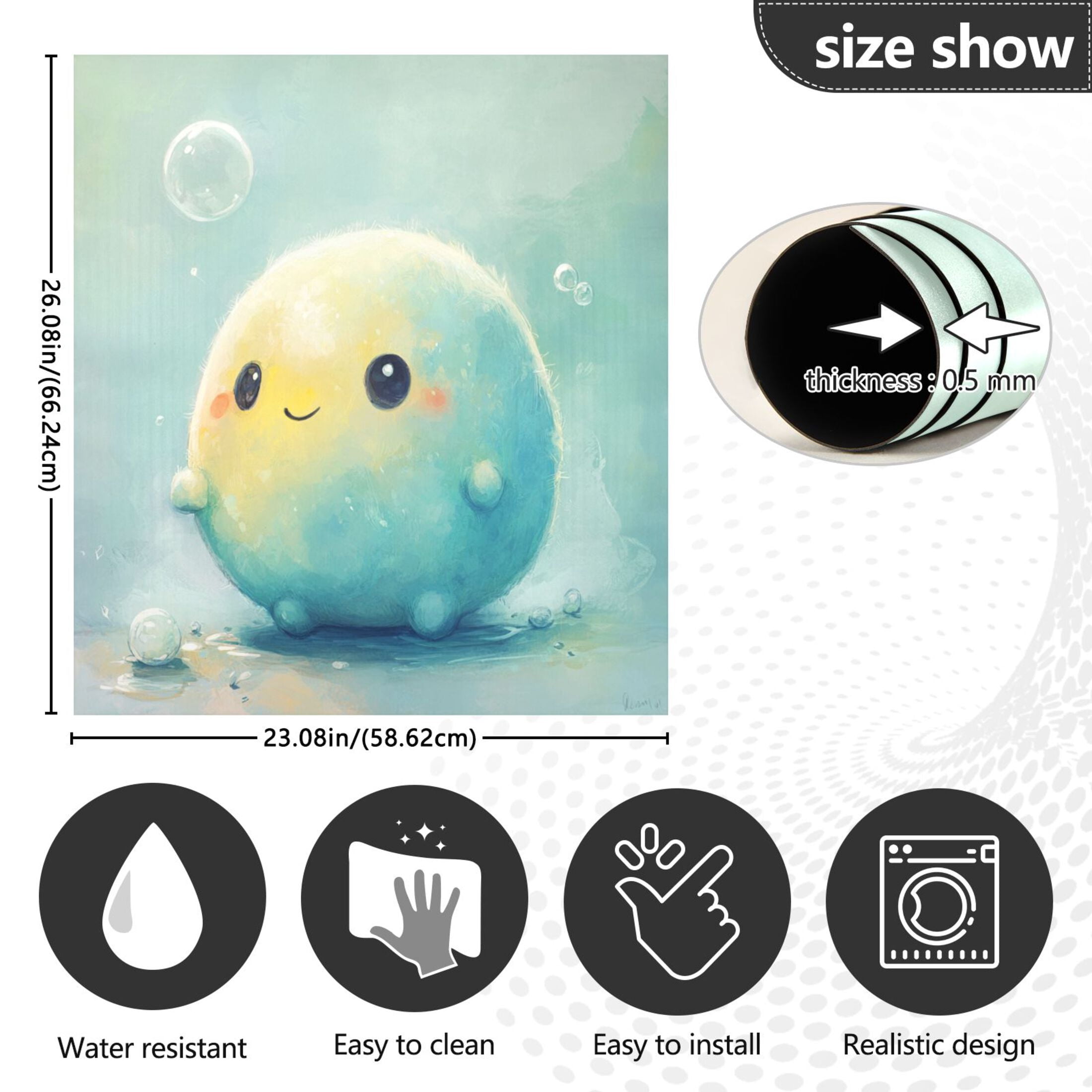 Dishwasher Magnetic Sticker 23x26 Inch Refrigerator Magnetic Sticker Washing Machine Magnetic Sticker Kitchen Panel Magnetic Sticker Home Decor Cartoon Beautiful Blue Ball