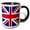 Black/White, variant on 3drose, Union Jack United Kingdom Flag, 15oz Two-tone Blue Mug