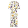 thumbnail image 4 of Edvintorg Overalls for Women Vintage Floral Printed Short Sleeve V Neck Back Zipper Wide Leg Jumpsuit with Pocket Summer Casual Loose Rompers for Women, 4 of 5