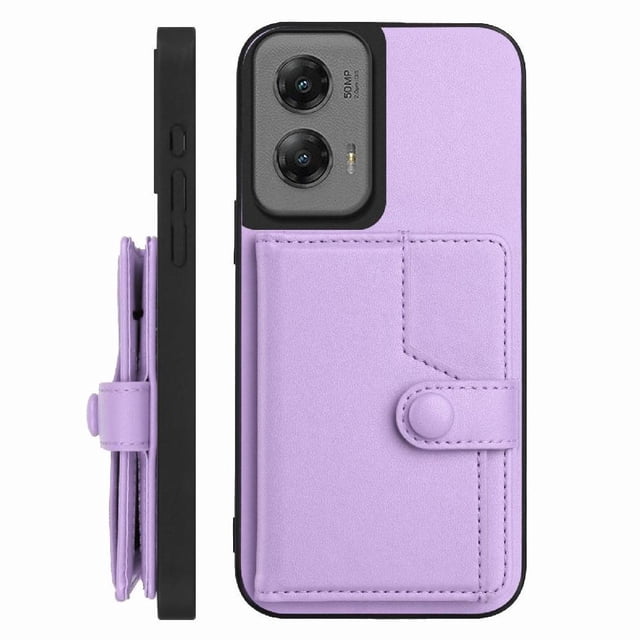 FOXDOCK Case for Motorola Moto G Stylus 5G 2024 RFID-Blocking Card Holder - Stylish Button Closure Design