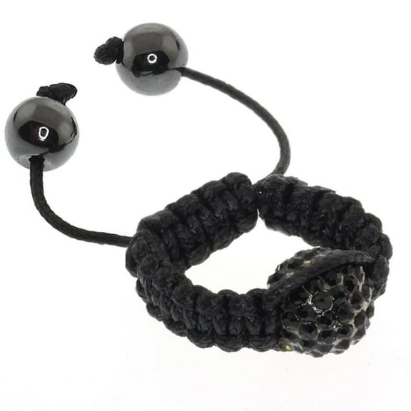 Gem Stone King Stunning High Shine Black Crystal Pave Disco Ball Adjustible Ring