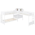 thumbnail image 3 of Mintazer Twin L-Shaped Bunk Bed with Desk & Charging Station, Triple Bunk Bed with 4 Drawers & Guardrails for Kids Teen Bedrooms, White, 3 of 16