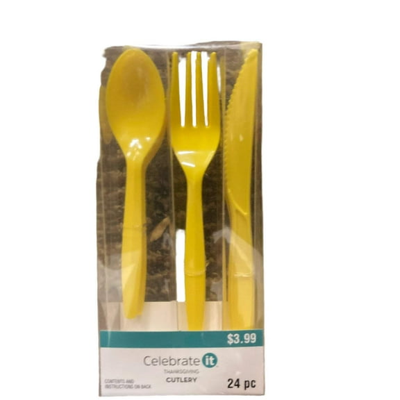 Celebrate it Thanksgiving Yellow Cutlery 24pcs