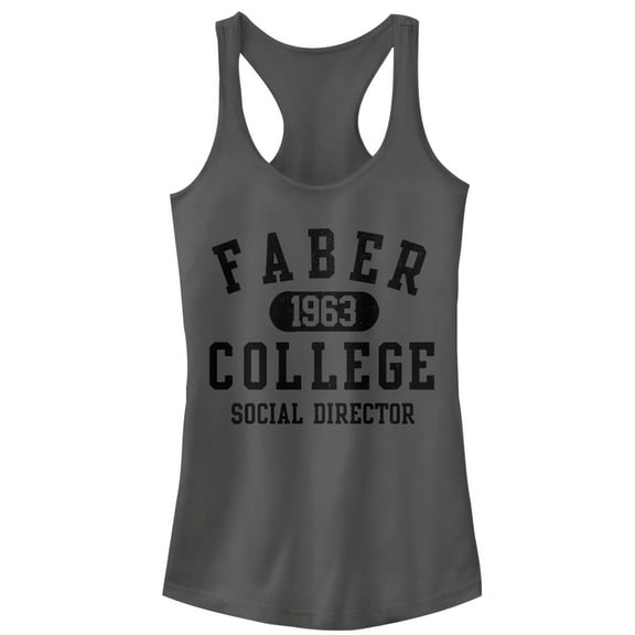 Junior's Animal House Faber College Social Director  Racerback Tank Top Charcoal Small