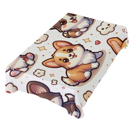 

JSTEL Corgi Dog Puppy Cute Table Cloth Rectangle 60 x 120 Inch Tablecloth Anti Wrinkle Table Cover for Dining Kitchen Parties