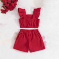 thumbnail image 4 of Gamivast 2 Piece Sets for Girls Outfits Bow Front Ruffle Sleeve Crop Cami Tops Skorts Shorts Sets Fashion Summer Two Piece Sets Red12 Months Vestidos De Verano Para Niña, 4 of 7