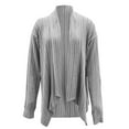 thumbnail image 4 of Lovskoo 2024 Women's 2023 Casual Lapel Cardigan Long Sleeve Open Front Irregular Hem Soft Long Coat with Pockets Gray, 4 of 6