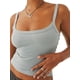 thumbnail image 3 of Lucakuins Mujeres Tank Tops, Color Sólido Básico Sin Mangas Escote Redondo Slim Fit Camisas Camisola Acanalada Tops Lucakuins moda, 3 of 6