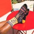 thumbnail image 4 of MERGE4 Bad Otis Link Big Foot Brown Yellow Compression Artistic Cozy Arch Support Crew Socks for Men and Women, 4 of 6