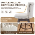 thumbnail image 5 of PAPROOS Velvet Bar Stools Set of 2, 26" Swivel Counter Height Bar Stool with Back and Tufted Button, Trimmed Edges, Modern Upholstered Kitchen Island Counter Height Chair with Wood Legs, Beige, 5 of 11