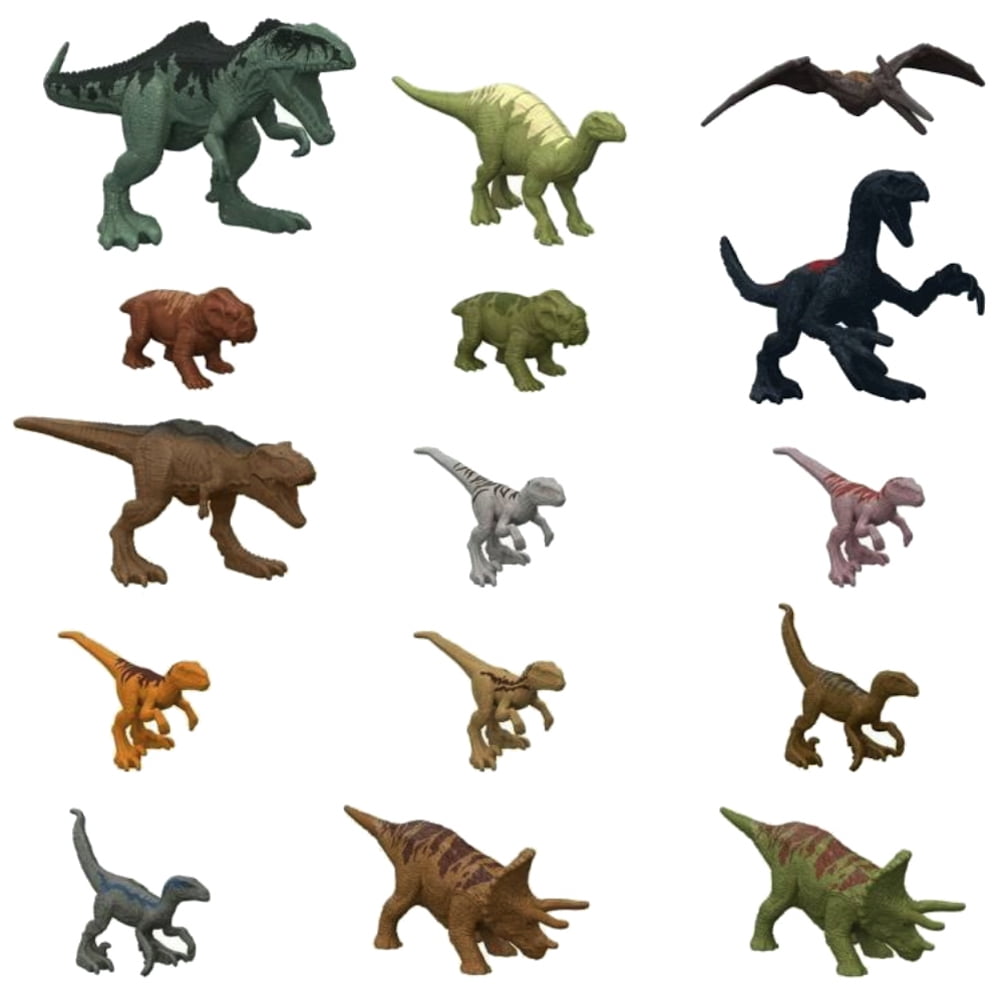 Jurassic World Tyrannosaurus Rex Triceratops and Velociraptor Action Figure Set, 30 Piece