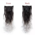 thumbnail image 2 of SHCKE 8Pcs Clip in Wavy Hair Extensions 24 Inch Synthetic Hair Extensions Dark Brown To Silver Grey Double Weft Hair Extensions Hairpiece for Women, 2 of 6