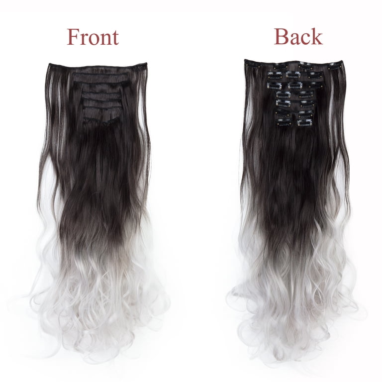 SHCKE 8Pcs Clip in Wavy Hair Extensions 24 Inch Synthetic  display picture 3