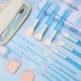 thumbnail image 2 of Juego de brochas de maquillaje LULUCOLORS azul claro de 18 piezas con bolsa y esponjas, 2 of 7